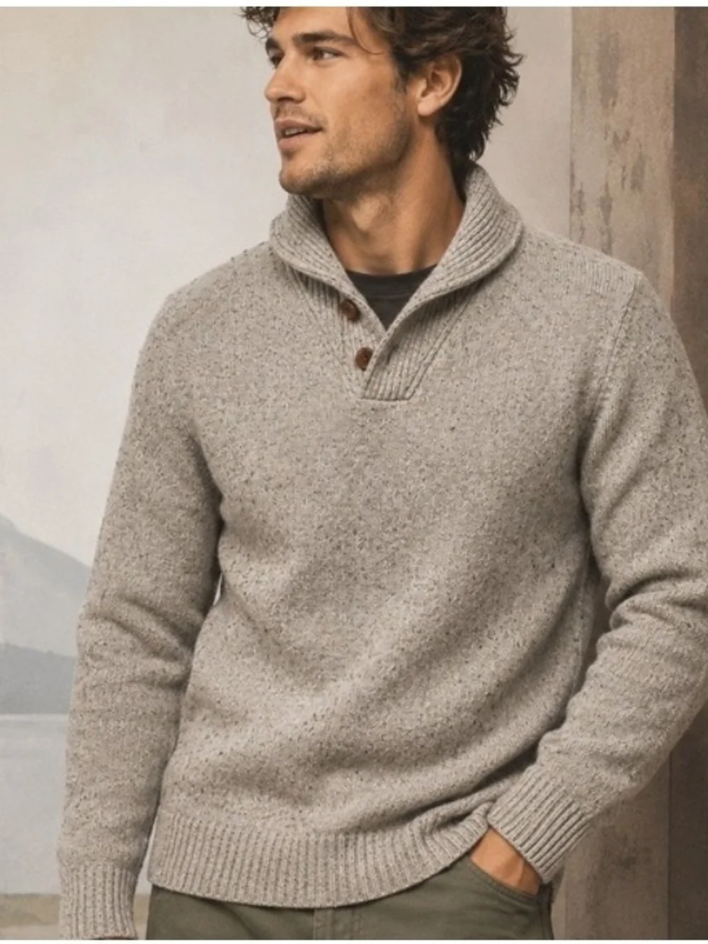 J.Crew Large Men's Rugged Merino Shawl Collar Donagal Sweater Nwot AD398